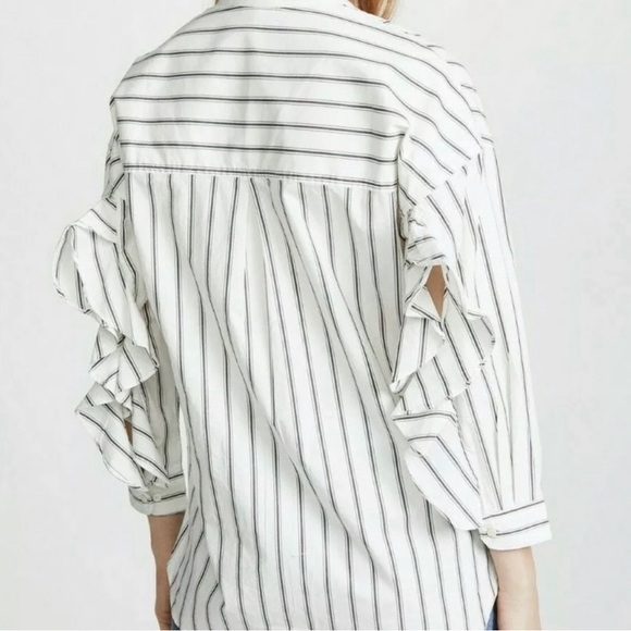 NWT - joie striped button down with ruffle sleeves - size xs - Picture 3 of 7